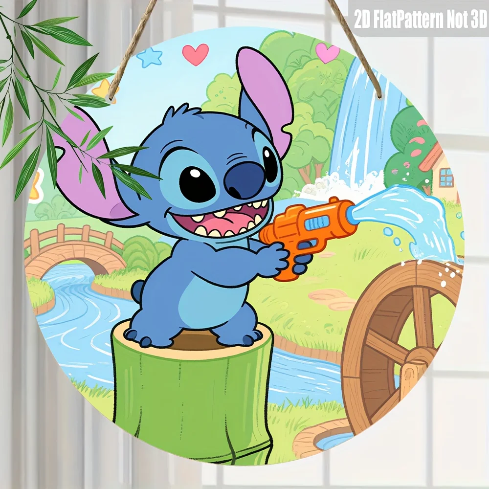 مسطح ثنائي الأبعاد، قطعة واحدة، لافتة خشبية مستديرة على شكل غرزة، فن جداري ثنائي الأبعاد للمنزل والمكتب وغرفة المعيشة - ديكور متعدد الوظائف (لا حاجة إلى طاقة