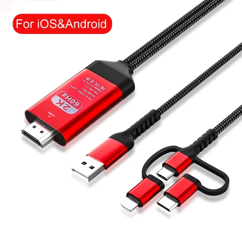 Adaptador de Cable HDMI USB C para ios, Micro USB a HDMI, compatible con proyector de TV HD, convertidor de Audio y Video para iPhone y Samsung