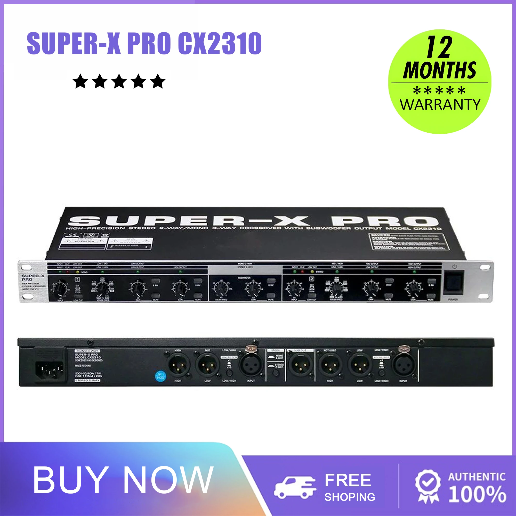 CX2310 CX 2310 High-Precision Stereo 2-Way/Mono 3-Way Audio Processor Adjustable Subwoofer Output