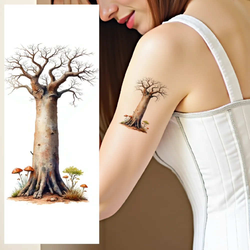 

9pcs Temporary Tattoo Watercolor Purple Flowers Orange Flowers Temporary Tattoo Stickers Cactus Illustration For