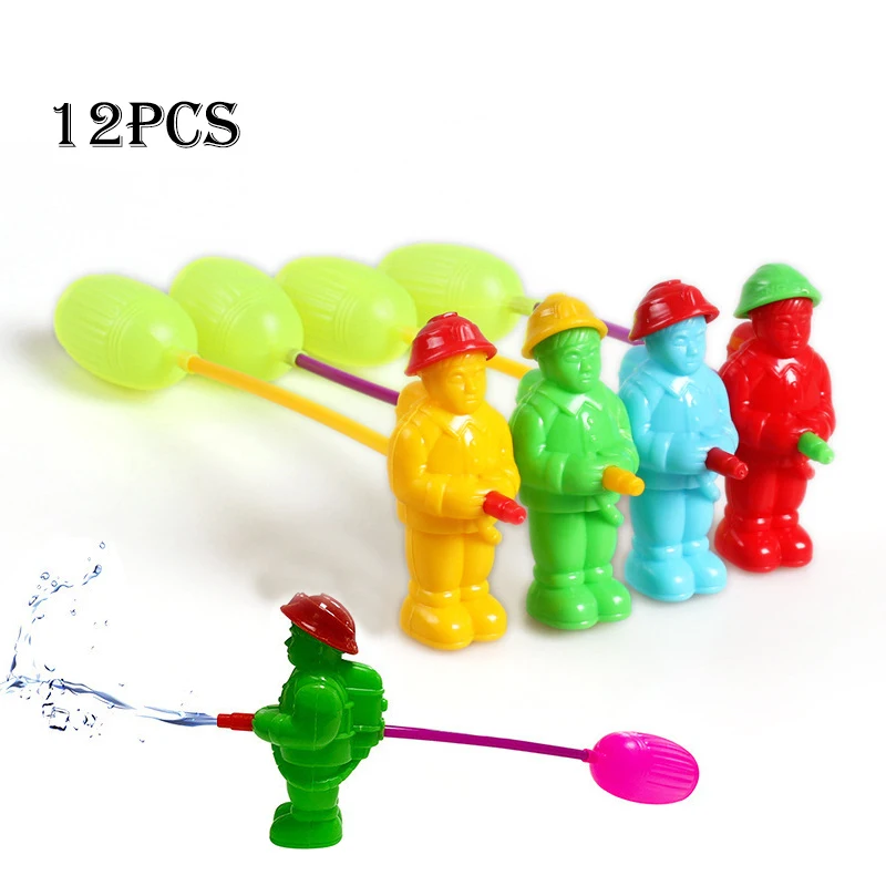 12Pcs Creative Mini Firefighter Press Water Gun Outdoor Pool Toys for Child Boy Birthday Party Favors Pinata Fillers Goodie Bag