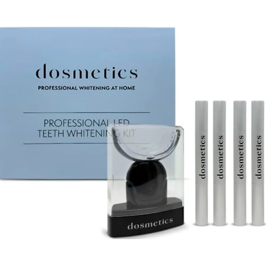 

Набор для отбеливания зубов с LED-лампой, 4 гелевых карандаша с пероксидом карбамида, беспроводной LED-мундштук для удаления пятен от кофе, вина и курения