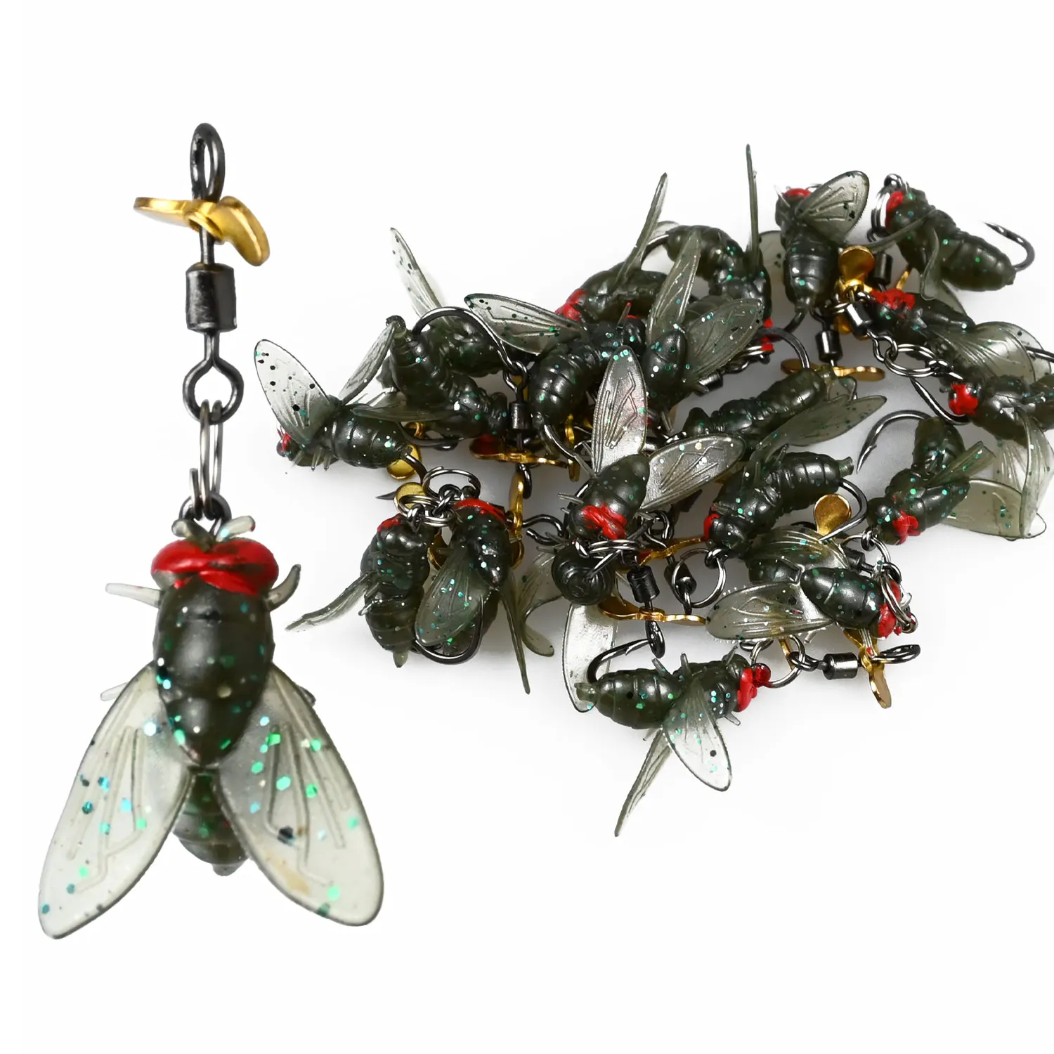 10Pcs/20Pcs Bionic Fly Fishing Bait with Spinning Propeller Spinner Blade Rotating Metal Blade Fishing Lure Hooks