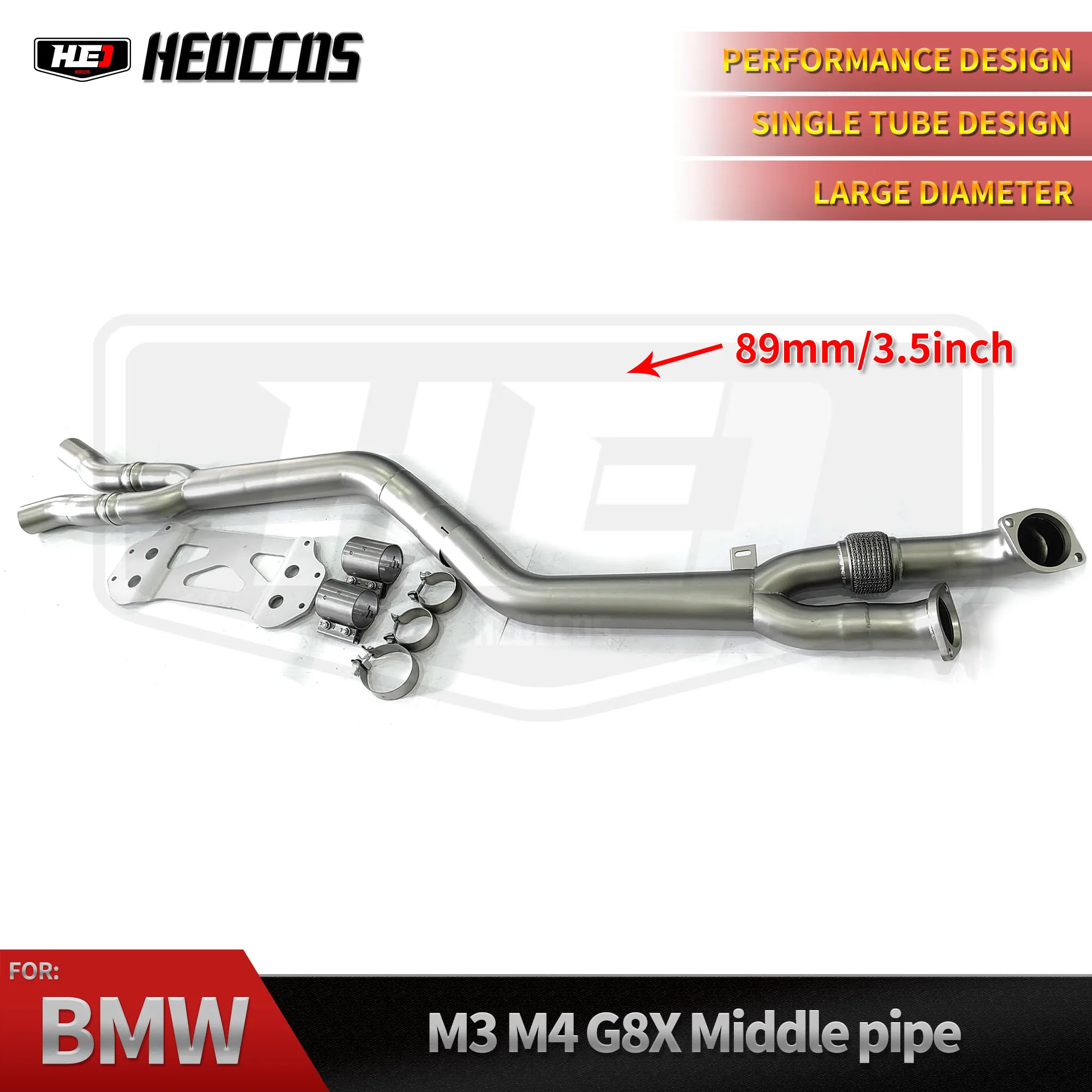 

HEO SS304 High Flow 3.5 Inch Exhaust System for BMW S58 G80 M3 G82 M4 2020+ MidPipe with Brace