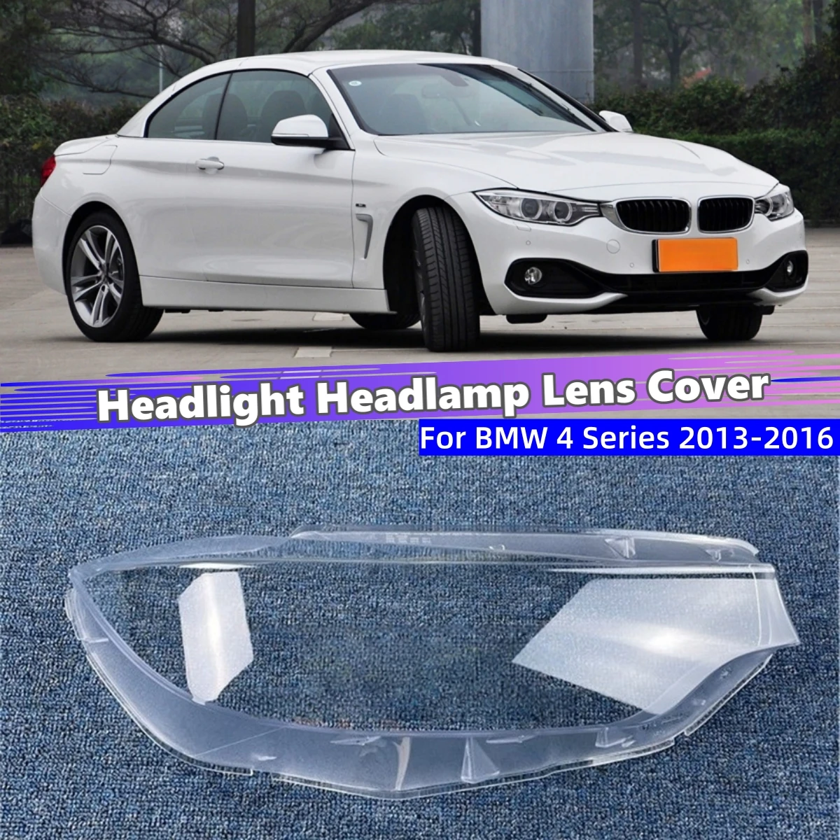 For BMW 4 Series M4 F32 F33 F36 F82 2013 2014 2015 2016 Auto Accessories Polycarbonate High Gloss Fully Transparent Lampshade