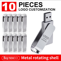 ZSUIT 10Pcs 3.0 USB Flash Drive 8GB 32GB Pendrive 128GB 64GB Custom LOGO Waterproof 2.0 USB Pen Drive Flash Metal Stick XZDT