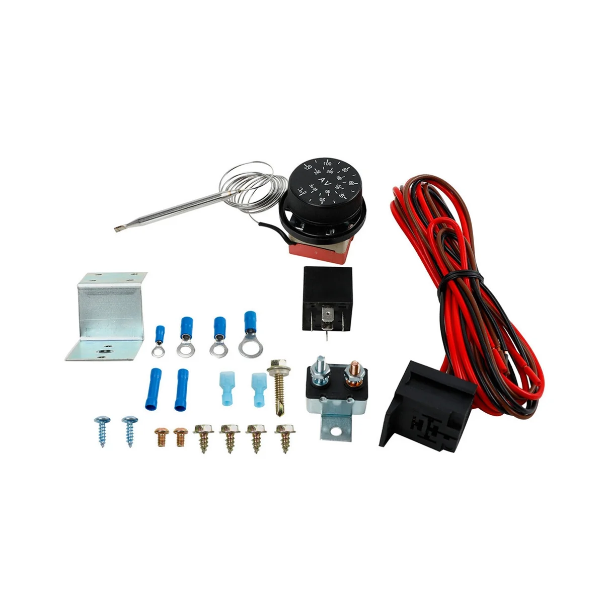 12V Electric Radiator Fan Thermostat Controller Kit Cooling Fan Wiring Relay Wire Kit for Car Truck