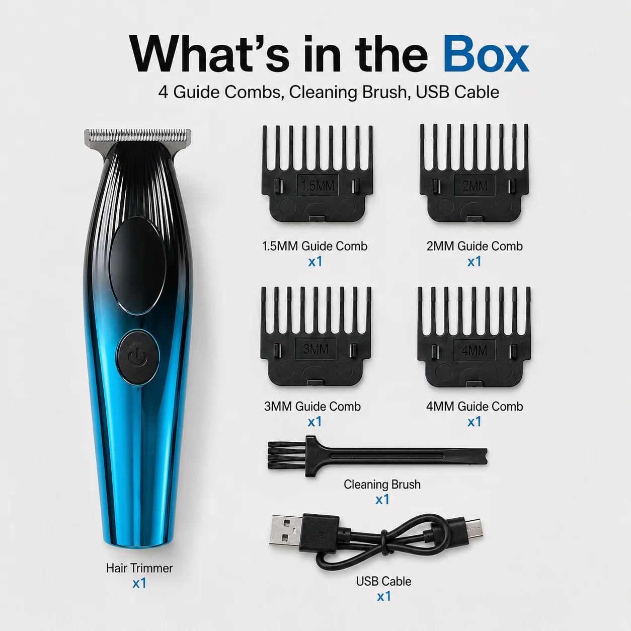 Men's Digital Display Electric Hair Clipper, Four-Level Guide Comb for Multi-Length Trimming, T-Shaped Precision Blade, Type-C Charging, Cordless Hair Trimmer, Suitable for Short Hair, Hairline, Sideburns, Back of the Neck, and Beard Contour Grooming, Available in Multiple Gradient Colors.