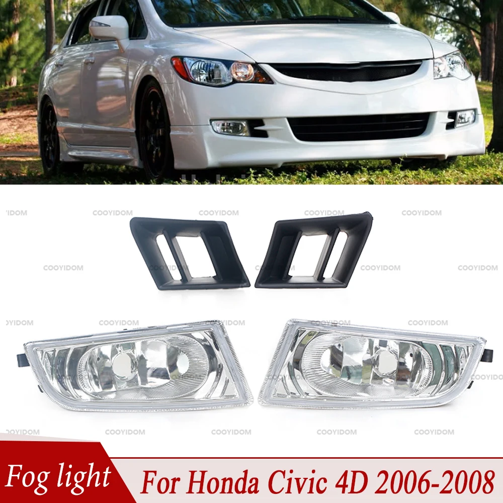 Fog Light For Honda Civic 4D 2006 2007 2008 2009-up Car Front Bumper Foglight Fog Lamp Grille Car Light Assembly 08V31SVA111