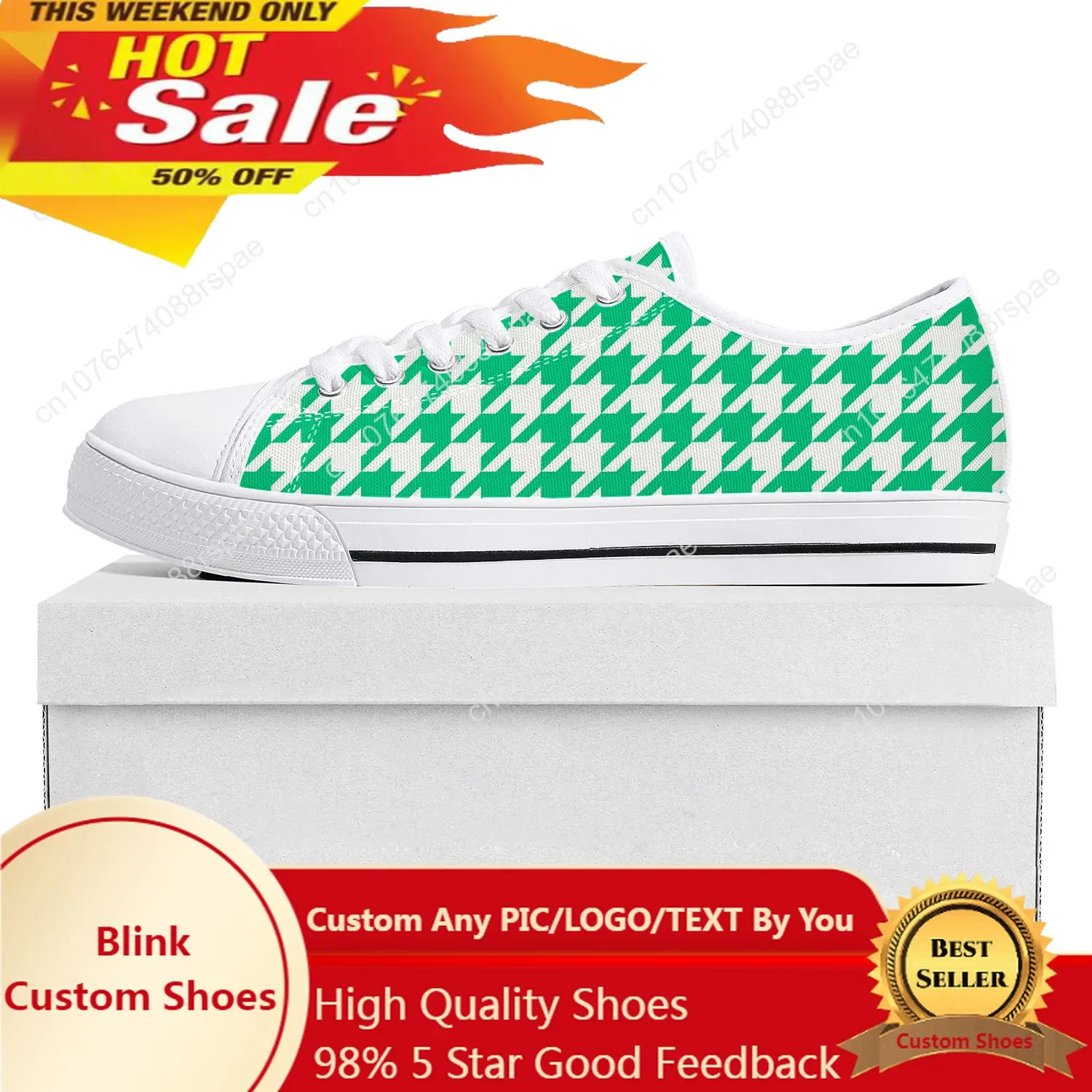 Baskets basses à motif pied-de-poule pour hommes et femmes, chaussures en toile pour adolescents, chaussures de couple décontractées, chaussures sur mesure, blanc, haute qualité