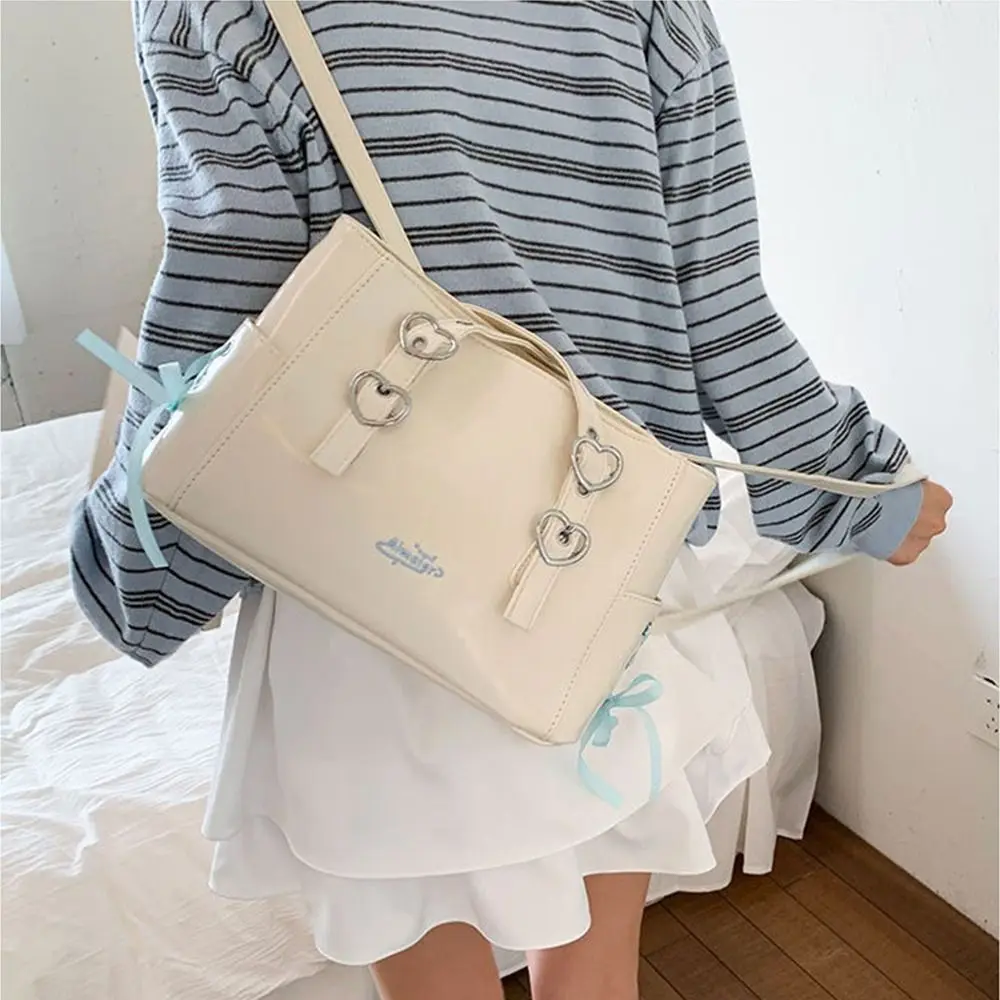 

Korean High End Ribbon Shoulder Bags Versatile PU Leather Bow Tie Backpack Large Capacity Sweet Women's Handbags Ladies