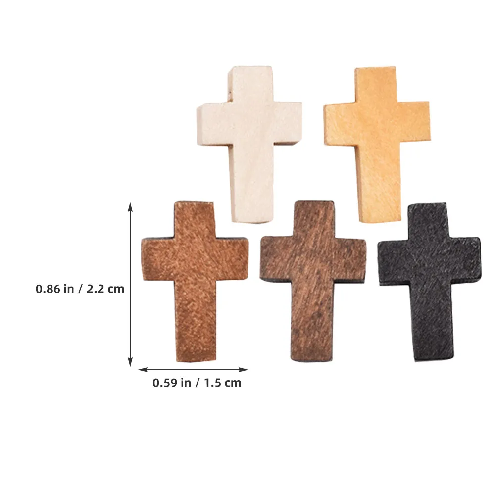 100Pcs Wooden Cross Decoration Small Handcrafted Cross Ornaments Home Office Bedroom Religious Wood Craft Garden Decor Gift