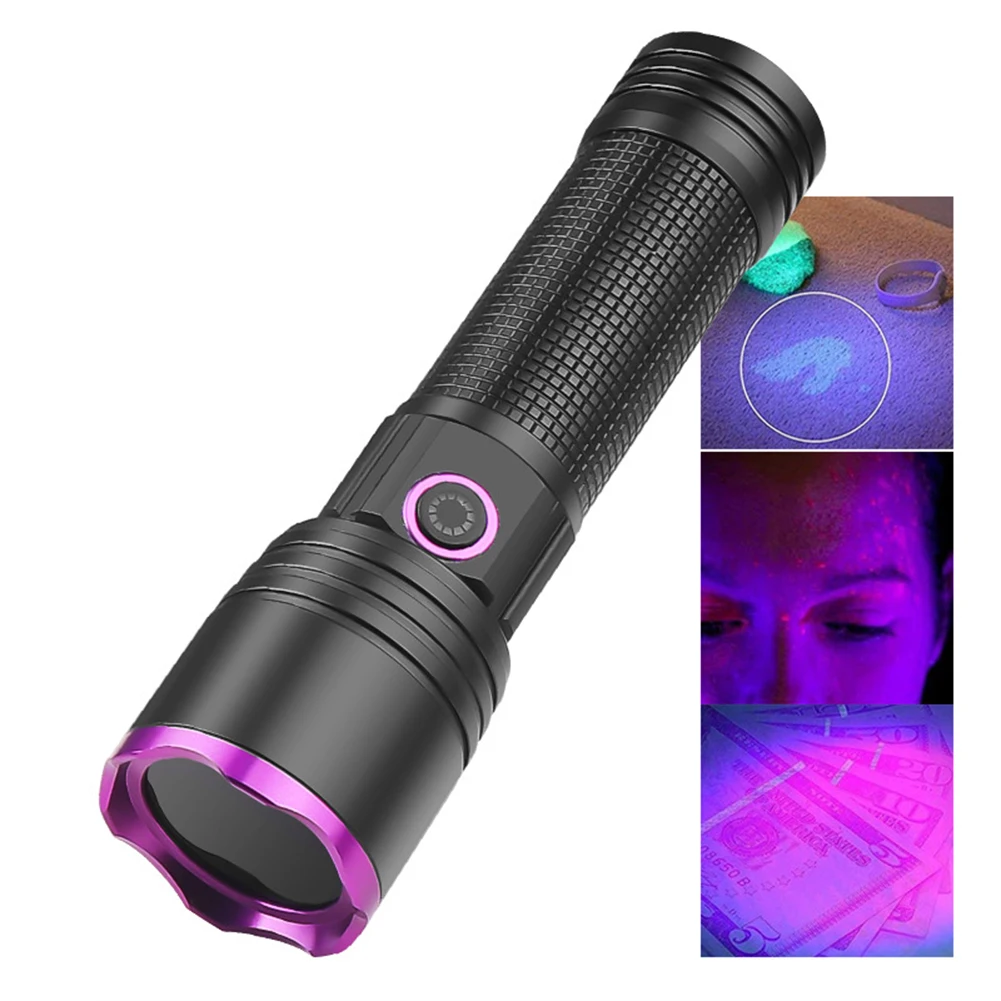 UV Flashlight Purple White Dual Light 395nm Ultraviolet Torch Zoom Flashlight Detection Lighting Lamp for Pet Stains Hunting