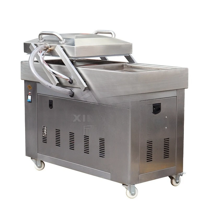 Vertical double-chamber vacuum packaging machine, vacuum sealing machine,  pumping machine, food packaging machine