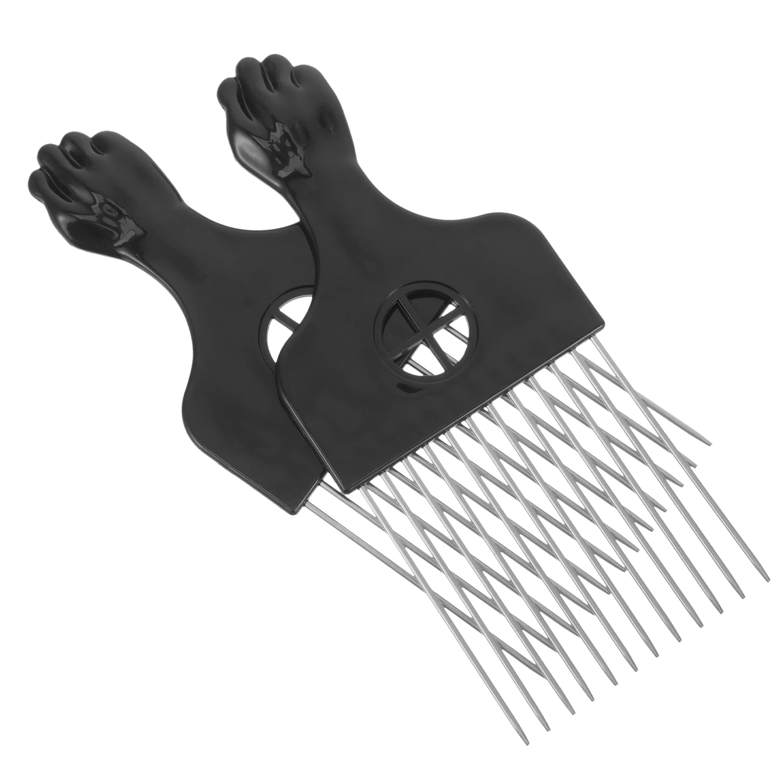 

2pcs Steel Needle Comb Hair Afro Picks Two-color Parting Combs for Styling Curly Hair Men Women Safe Premium Materials