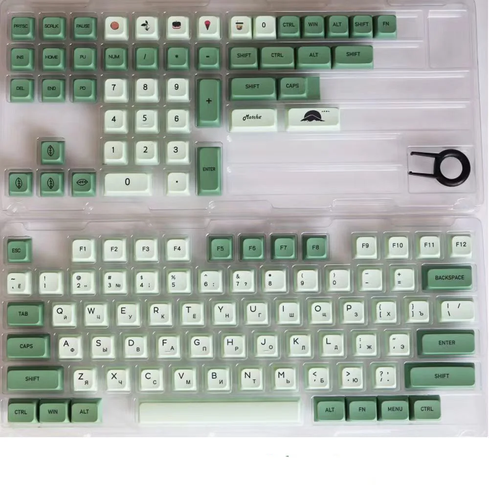 123 keys Matcha Korean Japanese Russian Keycaps PBT XDA Profile Key Caps For Cherry MX Switch Mechanical Keyboard Keycap GK61
