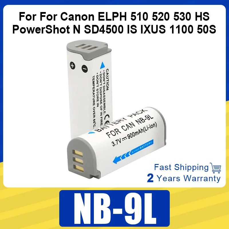 NB-9L NB9L NB 9L batería 900mAh baterías recargables para Canon ELPH 510 520 530 HS PowerShot N SD4500 IS IXUS 1100 50S cámara