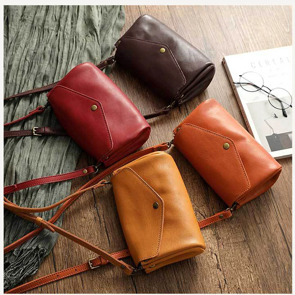 Promotion Genuine Leather Messenger Bags for Woman Pockets Soft Cowhide Phone Shoulder Bag Ladies Cosmetic Shopping Bags Bolsas