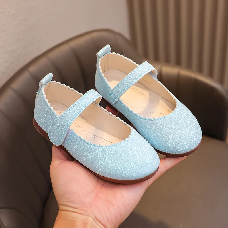 Children Mary Jane Shoes Girls Shiny Leather Shoes for Party Wedding Kids Princess Performance Shoes Simple Spring Autumn 2024