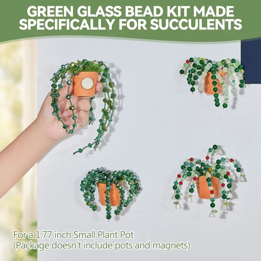 Crystal Glass Material 6mm Green Glass Beads Set Green Series Color Beginner Friendly DIY Beaded Plants Multi-shaped