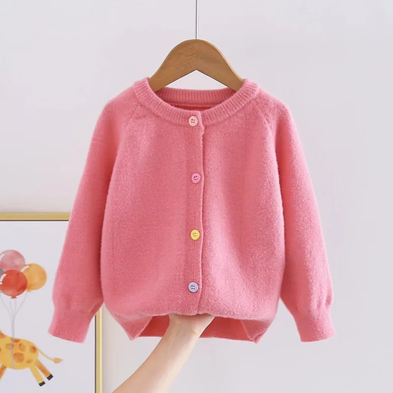 UNITIM 2026 Herbst Winter Kinder Mädchen Pullover Ins 2-10 Jahre Kinder Mädchen Vielseitige Strickjacke Bunte Knöpfe Junge Teenager Mädchen Mantel – Detail 7