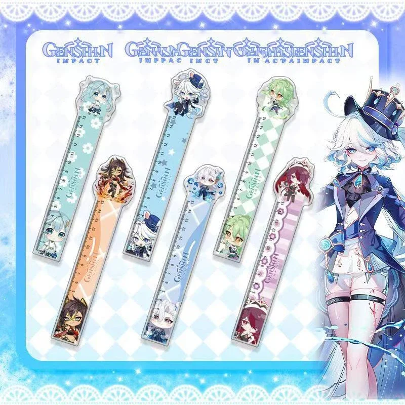 Game Genshin Impact Focalors Furina Raiden Shogun Yae Miko Zhongli wanderer Keqing Xiao Nahida acrylic Ruler Drawing Rulers gift