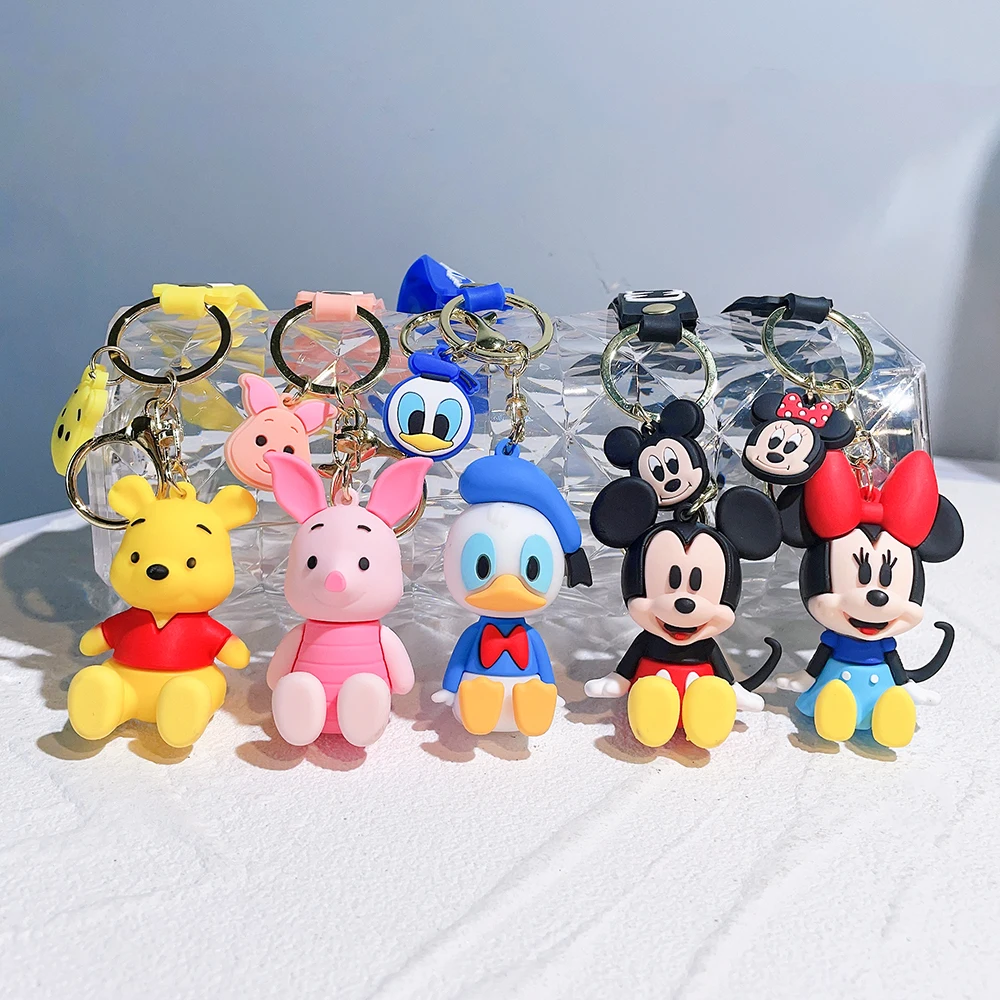 LLavero de Mickey de Anime de Disney, llavero de Stitch de dibujos animados, lindo llavero de Minnie, bolso de estudiante, colgante, llavero de