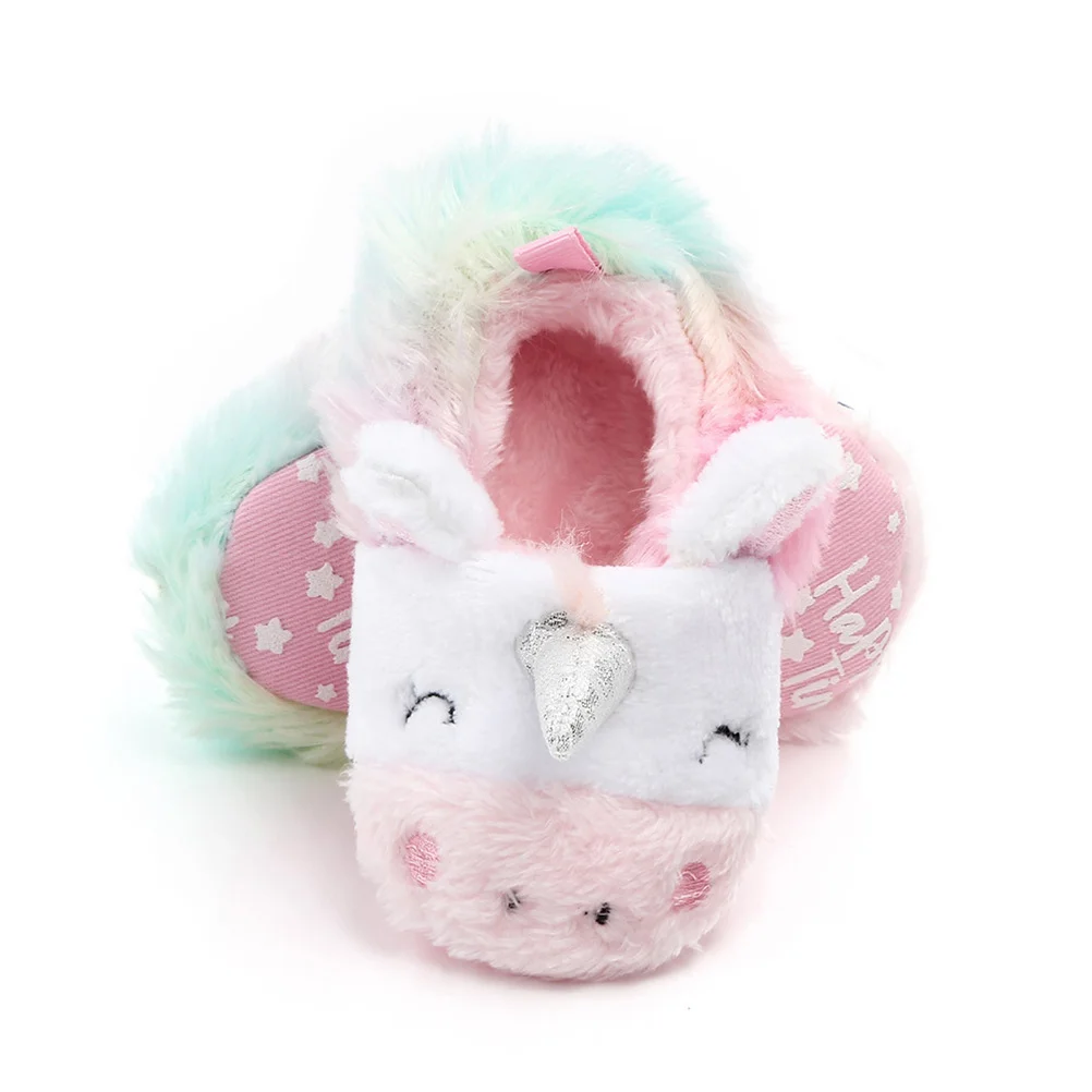 

Baby Walker 10.5Cm Colorful Unicorn Soft Non-Slip Warm Cotton Winter Toddler Indoor For 0-1 Year Infant Shoes Baby