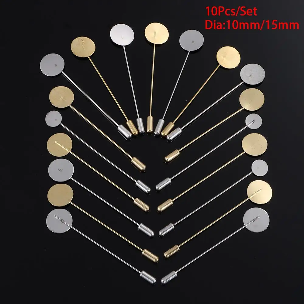 10pcs/set New Dress Jewelry Making Pin Cameo Brooches Accessories Cabochon Tray