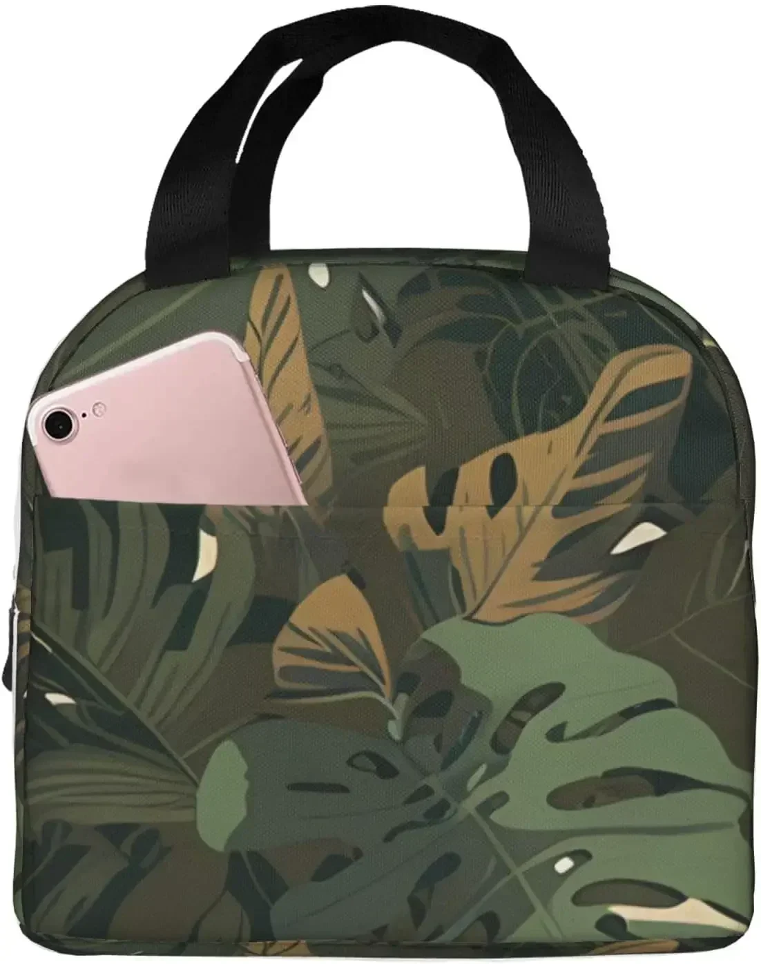 

Summer Tropical Jungle Green Leaf Insulated Lunch Bag Thermal Freezable lunch Tote Waterproof Bento Lu nch Box Women Men L unch