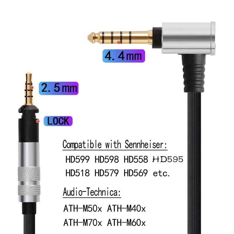 4.4 مللي متر/2.5 مللي متر كابل الصوت المتوازن ل Sennheise HD595/558 /518 /598 Cs SE SR HD599/569/579 2.30i 2.20S 2.30g سماعات S26 20