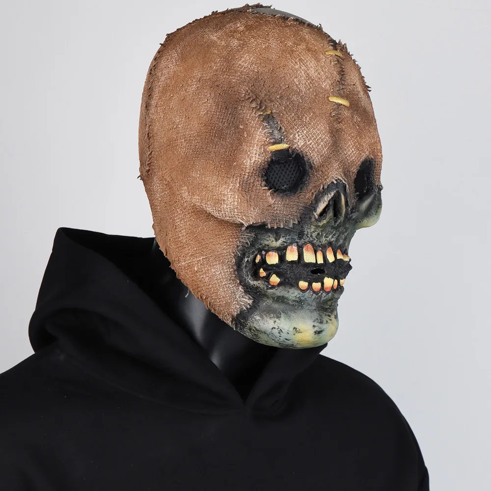 Máscara de monstruo de calavera de Zombie, casco de látex de esqueleto sangriento aterrador, accesorios de disfraces para fiesta de Halloween