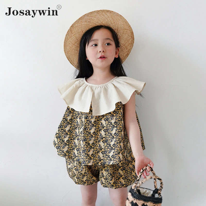 

Josaywin Hot Style Kids Clothes Girls Children Suit Girls 2 Pieces Sets T-shirt Top+Shorts Floral Stripe Casual Clothes Girls