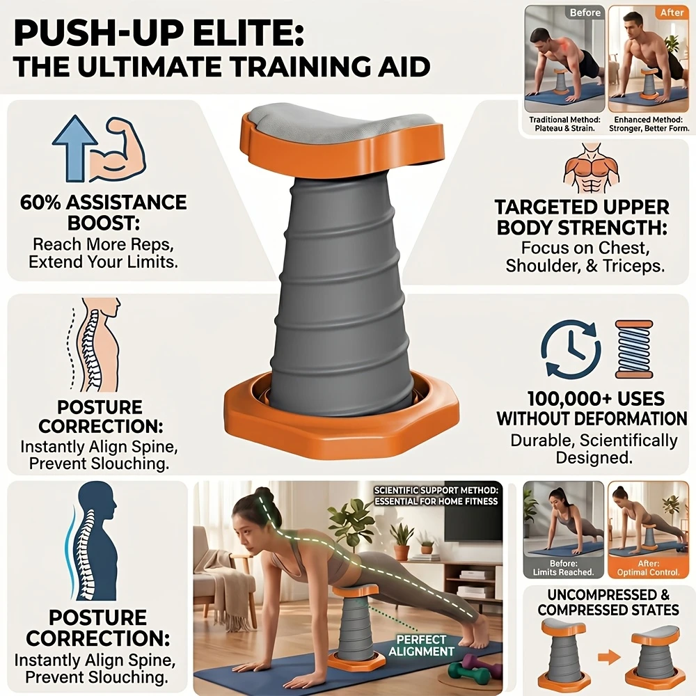Push-Up Assist Tool with Stand Pseudo Power Lift Training Device Suitable Home Gym 60% Assistance System for Shoulder Strength
