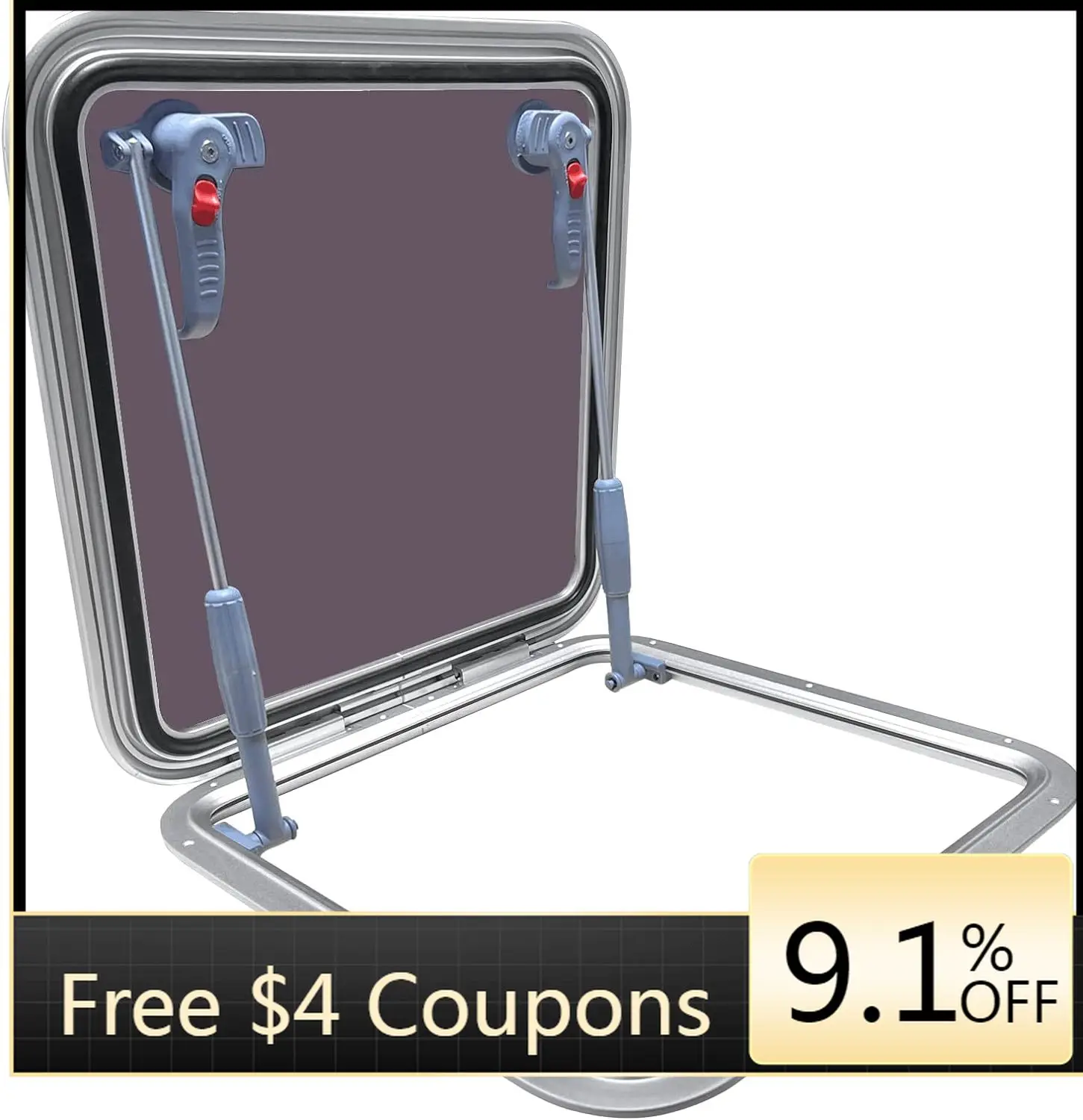

STLF High Quality MARINE Anodized Aluminum 17.7"x 17.7" Push Out Deck Hatch Boat Yacht Square Marine Hatch Porthole for Boat/Ya