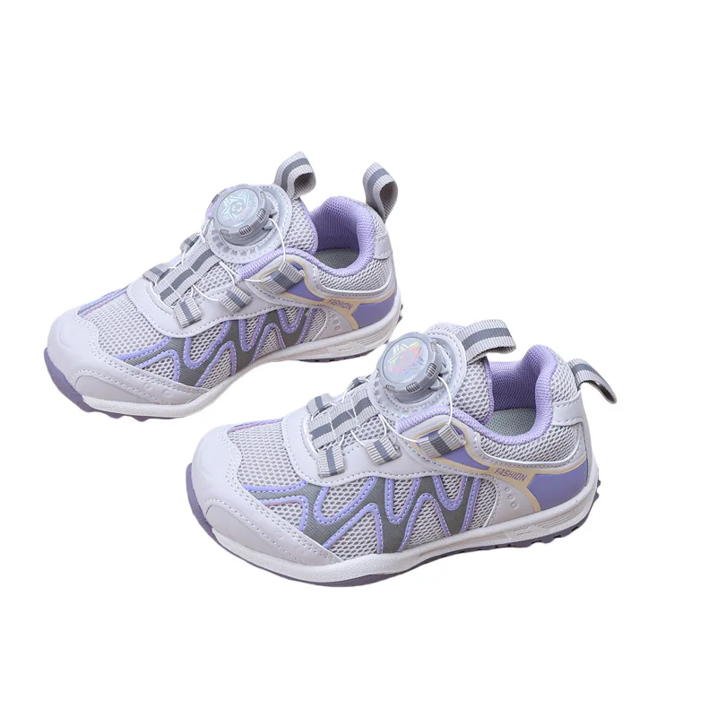 

Autumn Children's Boys Girls Low-top Rotating Button Running Shoes Kid Toddler Fashionable All-match Non-slip Flat Sports Shoes