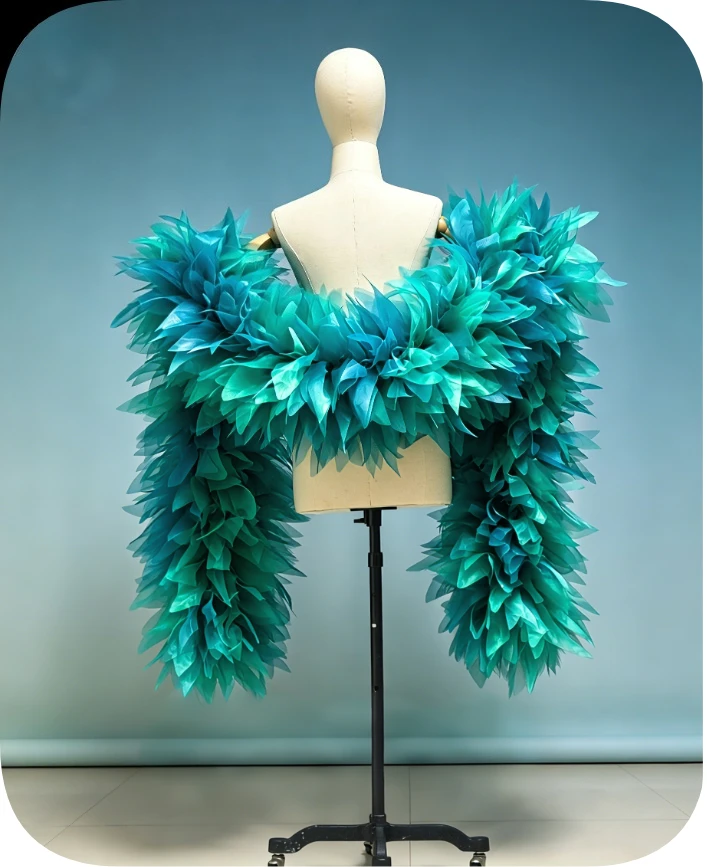 Designer Organza Boa Ruffle Shawl Drag Queen Boa Wedding Shawl Stage Performance Props Beauty Pageant Wrap Custom Color