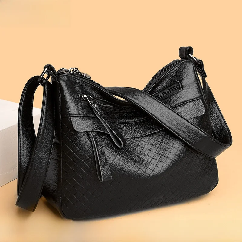 

Leather Texture Women's Bag Soft Leather Multi-Layer Versatile Single oulder Crossbody Bag Large Capaci for Middle-Aged A...