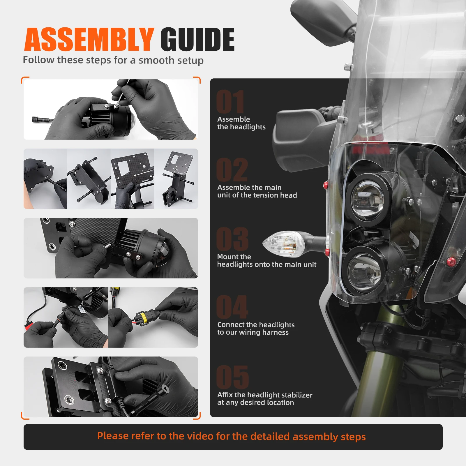 Für Yamaha Tenere 700 2019-2024 Verstellbares Motorrad-Rallye-Kit Rallye-Scheinwerferschutz Tenere 700 XTZ 700 Tenere700 2022 2023 – Detail 7