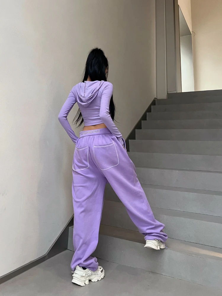 QWEEK Y2K Baggy Sweatpants Women Vintage High Waist Patchwork Streetwear Pants Hip Hop Harajuku Casual Oversize Wide Trousers