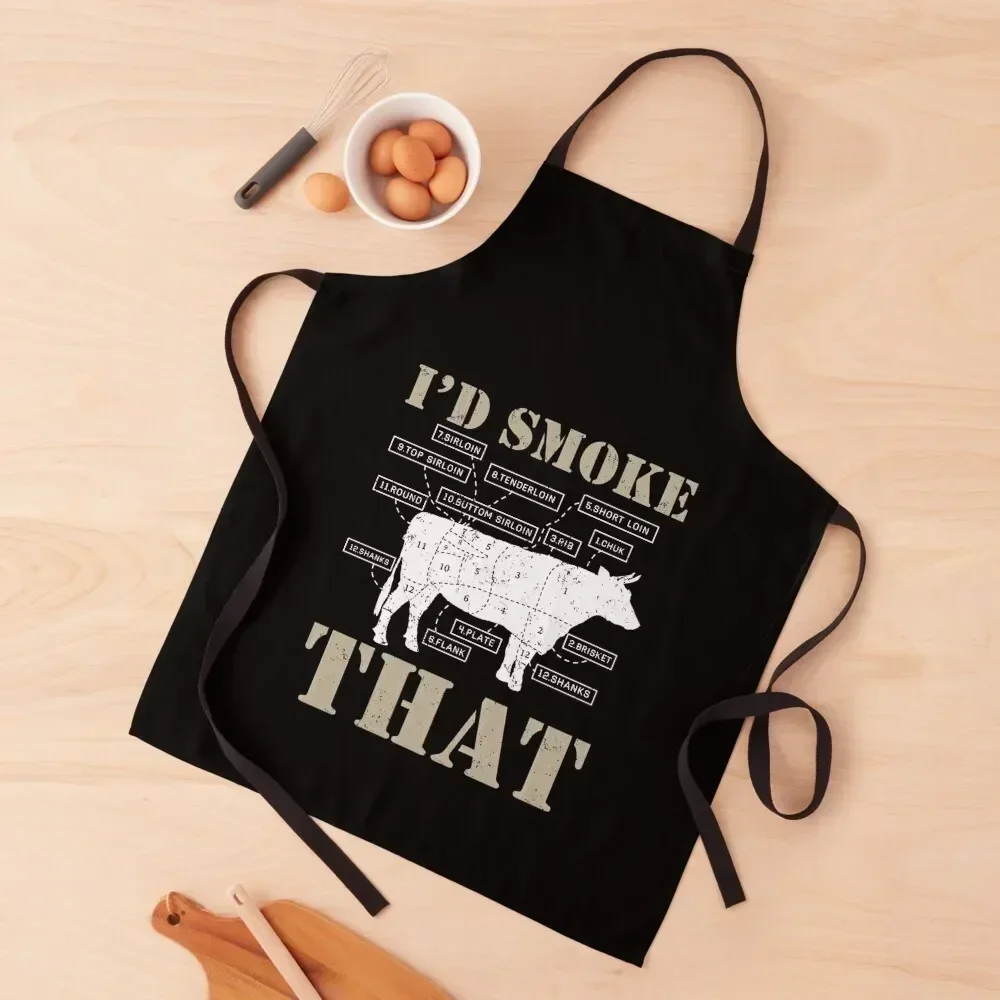 I'd Smoke That | Amusing Pit-master Barbecue Meat Smoking Apron Kids Art Apron