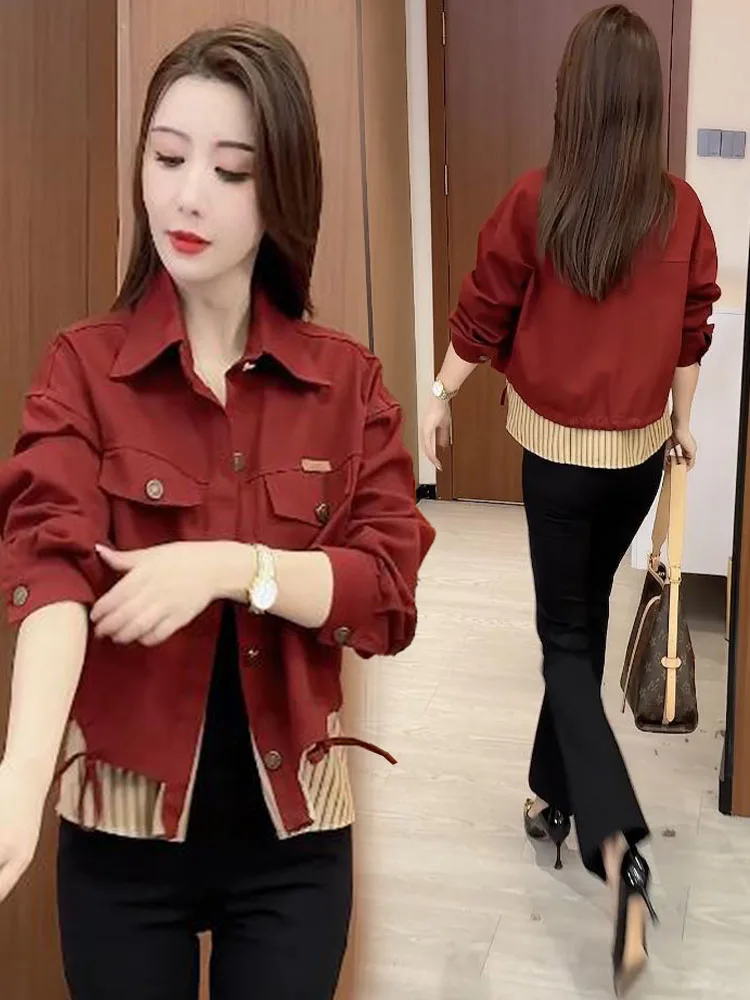 Faionable ort Jaet vrouwen Lente Herfst Nieuwe Sle ular Kleine Maat Sli Veelzijdige Jeugdige Koreaanse Sle irt