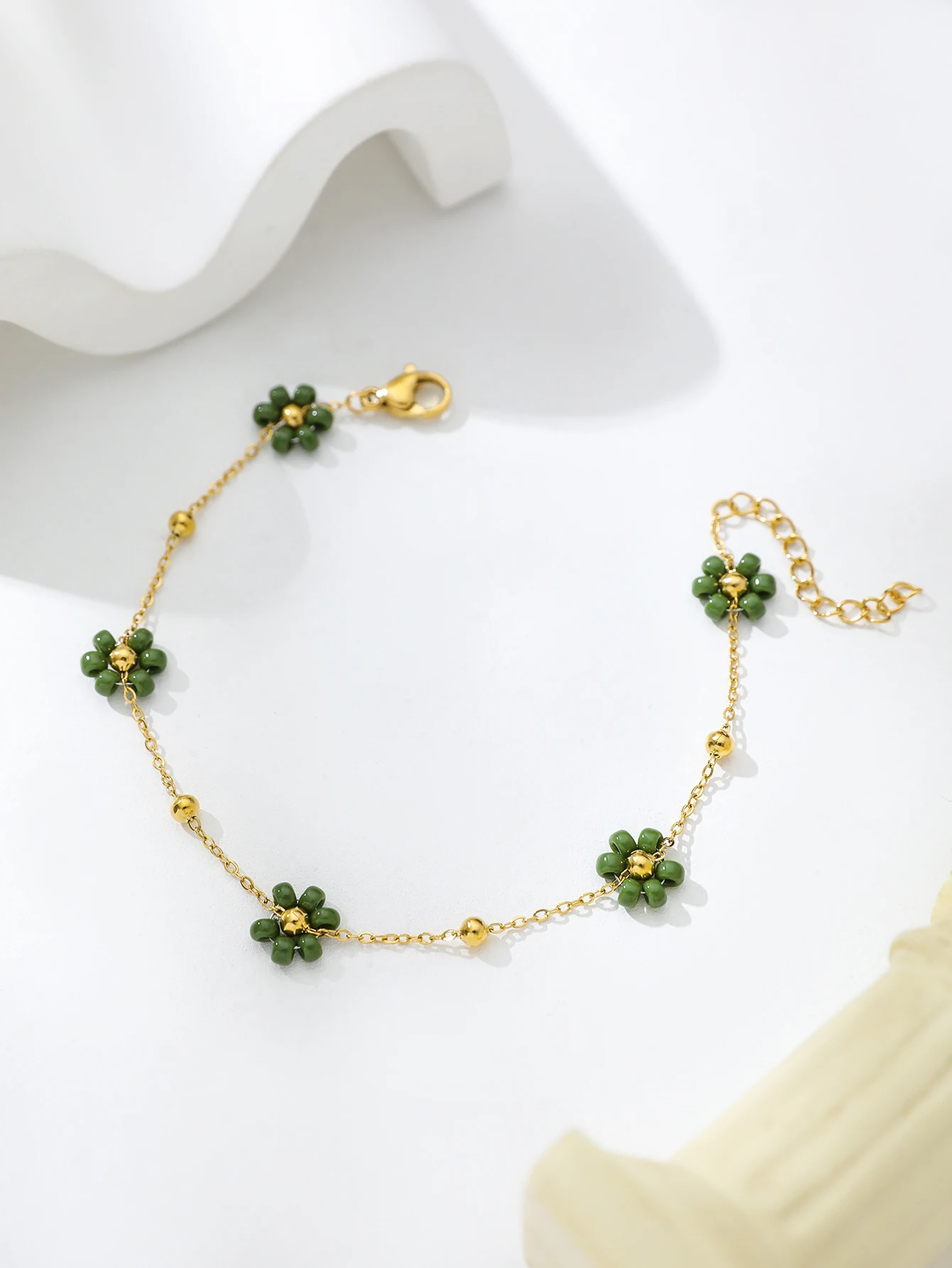 Stainless Steel Bracelet For Women Colorful Flower Beaded Bracelet image 5