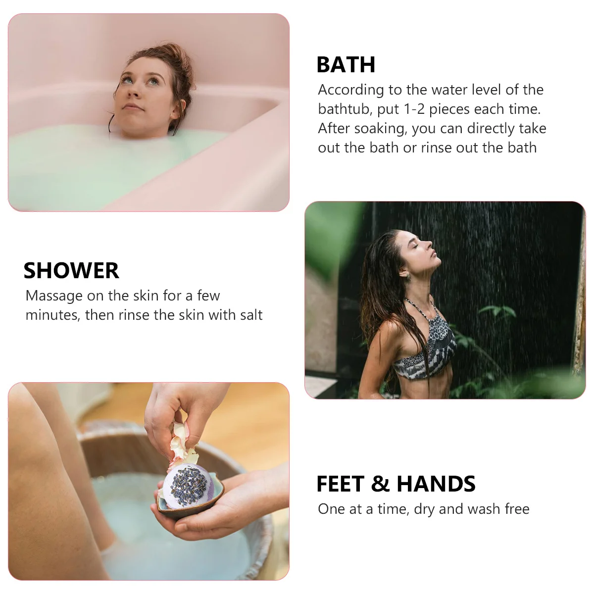 

4pcs Natural Organic Moistening Bath Ball Salt Ball Bathing Bubble Maker For Softening Cuticle Relieving Fatigue Aromatic Shower