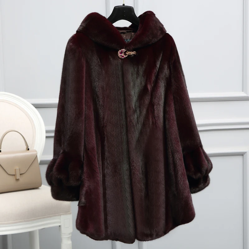 

women's clothing outerwear jacket 2023 coats new mink fur coat overall fur coat long hooded middle-aged winter clothing