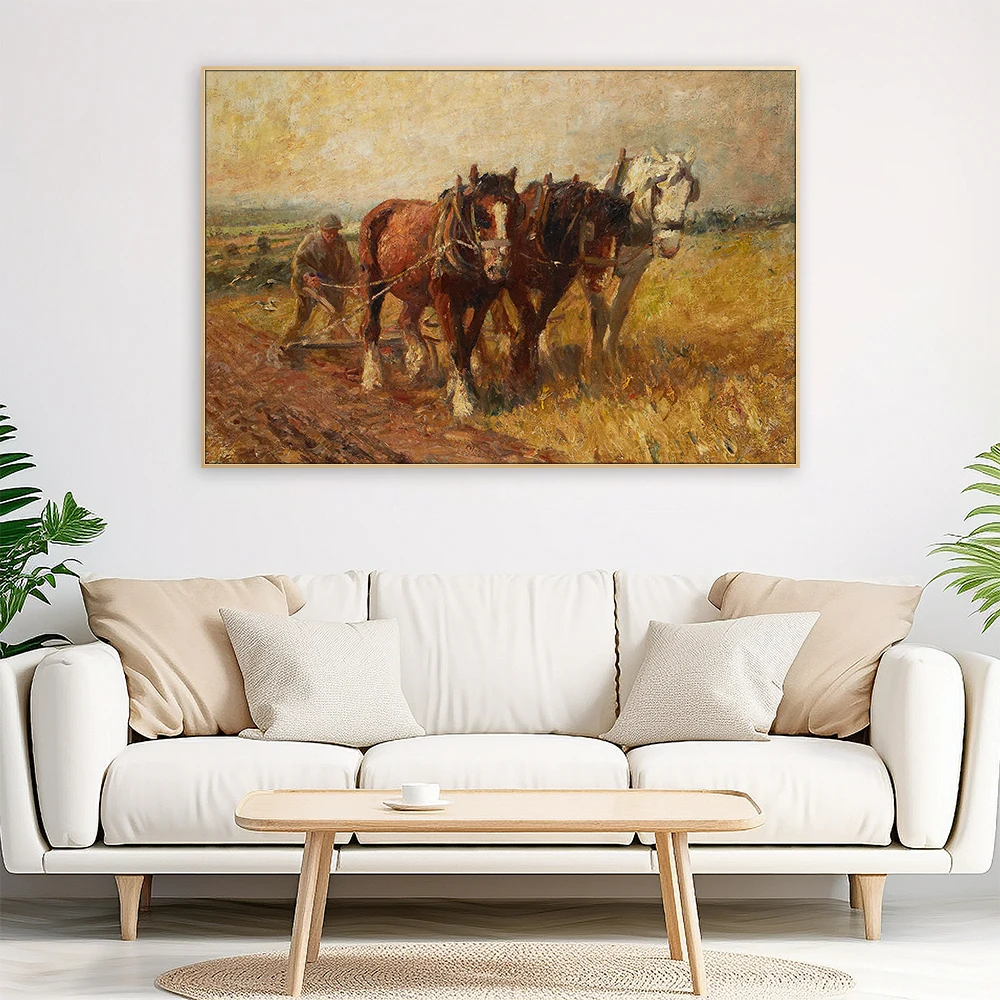 The Plough Team Canvas Painting Classical 19th Century Wall Art Print Home Room Wall Decor Decoration Bedroom