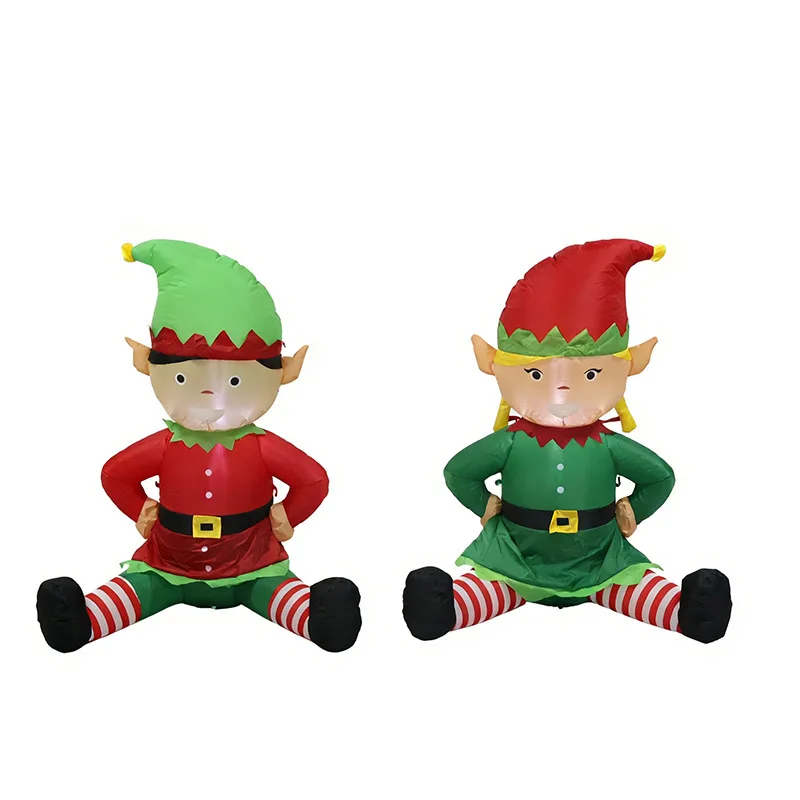 NUOVE decorazioni natalizie gonfiabili Ornamento per bambola elfo giocattolo gonfiabile natalizio per esterni illuminato a LED