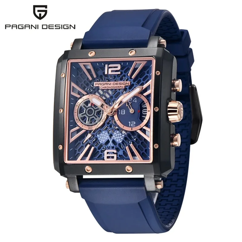 PAGANI DESIGN New Men Skeleton Racing Series Sports Multifunction Quartz Watch 100M Diving Sapphire Glass Men Stainless Watch
