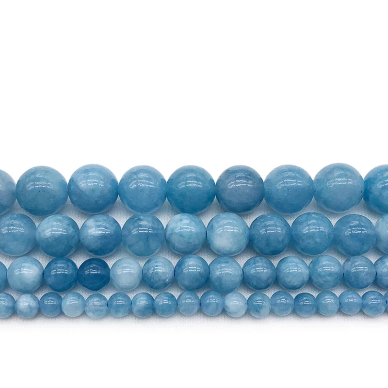 REGELIN  4/6/8/10/12mm Natural Stone Aquamarin Angelite Round Loose Beads  For Jewelry Making Strand 15\