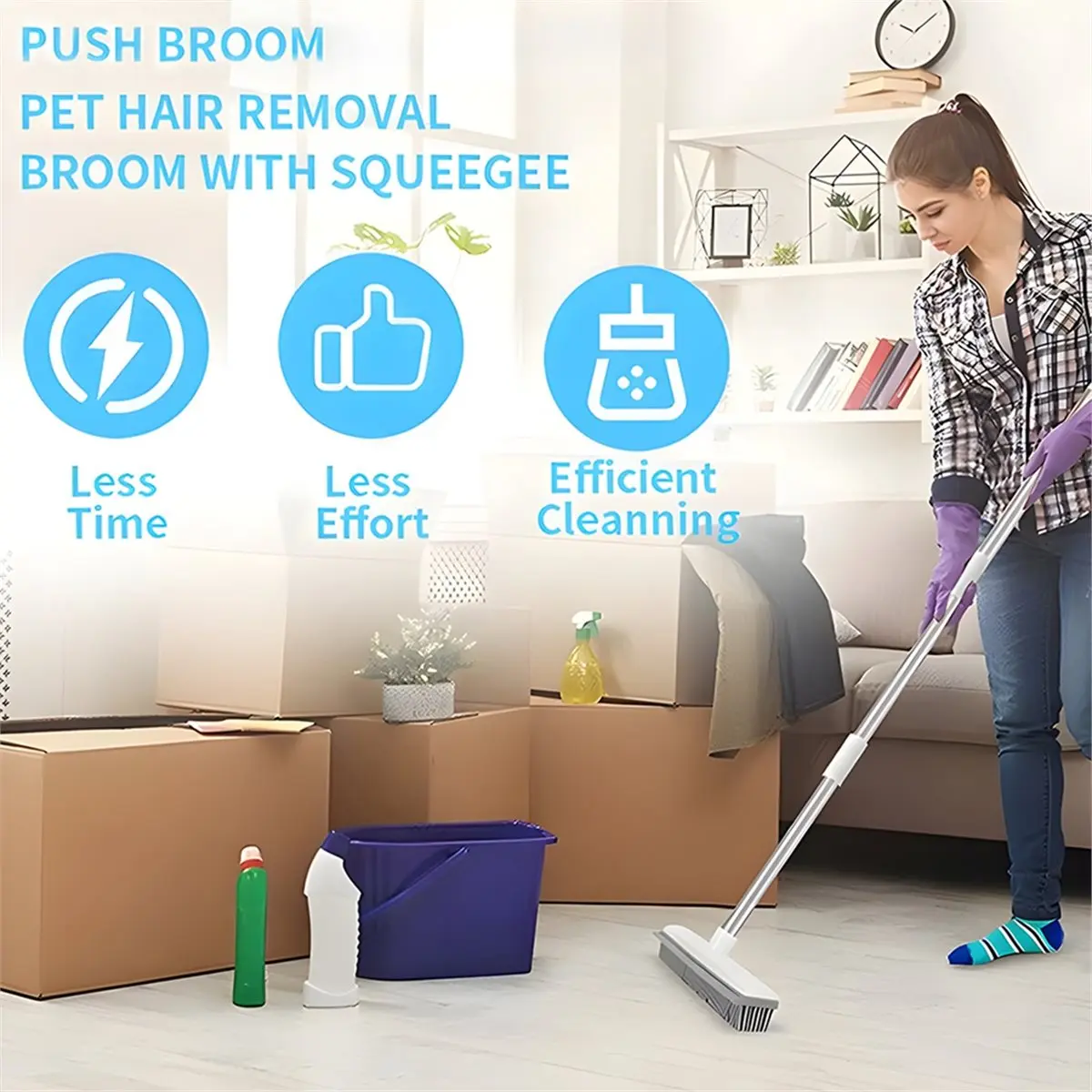 

Резиновая щетка с длинной ручкой для удаления шерсти, щетка для пола, для чистки ковров, полов и ванных комнат